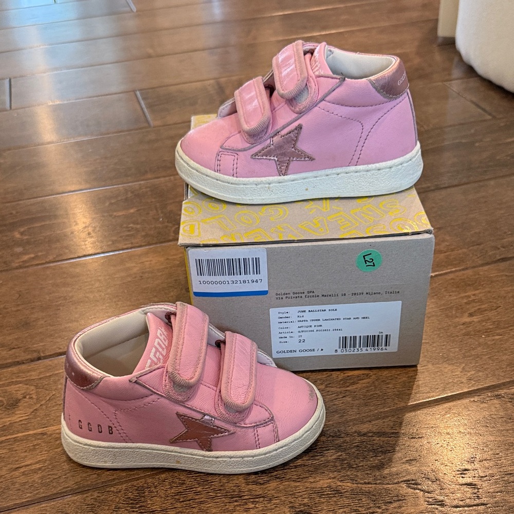 Golden Goose Pink and Bronze Kids Sneakers